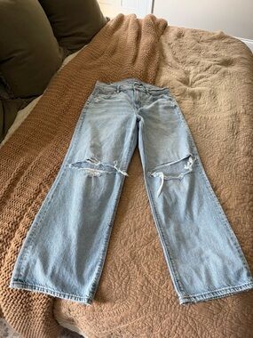 AE Strigid Ripped High Waisted Stovepipe Jeans